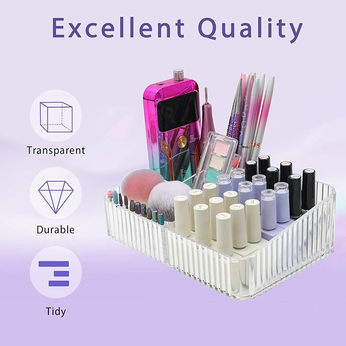 Nail Drill Machine & Bits Storage Box, 10 Holes Transparent Acrylic Drill Bit Holder, Plastic Nail Drill Tool Displayer Holder Case for Nails, Professional Nail Drill Grinding Bit Organizer