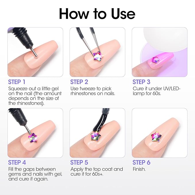 Gellen 30g Rhinestone Glue for Nails, Super Strong Adhesive Gel Nail Glue for Nail Charms, UV Light Needed Nail Gel for 3D Nail Art & Beads & Diamonds & Jewelry