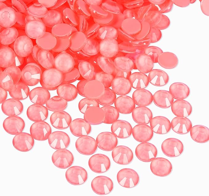 Blinginbox Flatback Rhinestones Round Gems, 1440pcs Luminous Series Glass Stones Neon Gems Non Hotfix Crystal Rhinestones for Nail Charms Crafts Clothes Tumblers,Living Coral Neon,SS20.