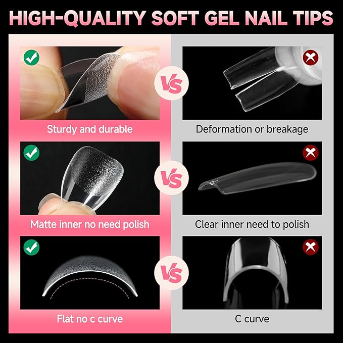 UNA GELLA Extra Short Almond Nail Tips 12 Sizes Short Almond Gel Nail Tips 120Pcs Soft Gel Clear Full Cover Nails Tips Acrylic False Nails Press On Nails for Extensions DIY Salon