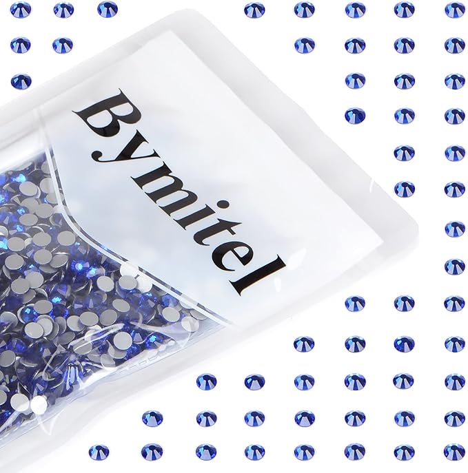 1440PCS Art Nail Rhinestones Non Hotfix Glue Fix Round Crystals Glass Flatback for DIY Jewelry Making with one Picking Pen (ss20 1440pcs, Sapphire)
