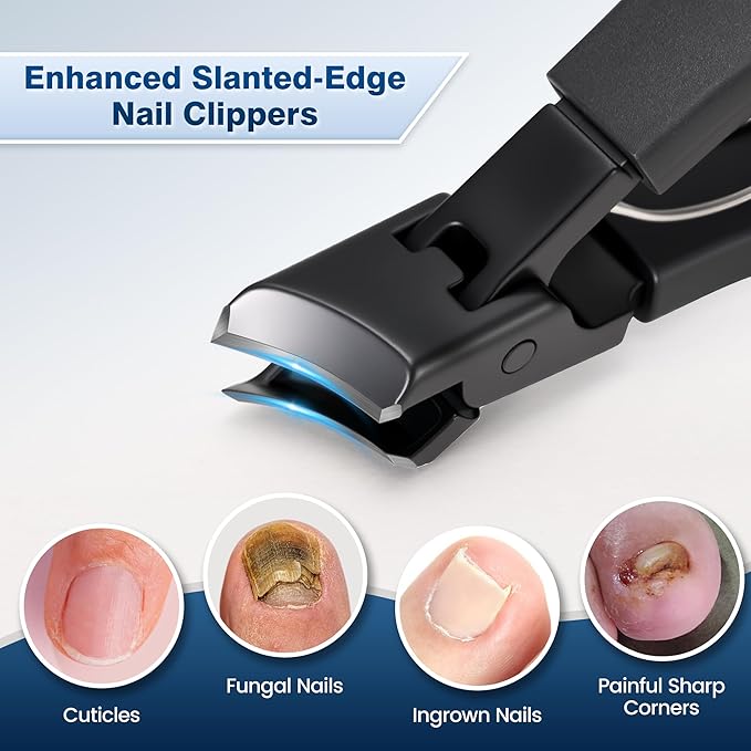 FAMILIFE 5-in-1 Pedicure Kit with Sharp Large Toenail Cutters for Thick Toenails, Heavy Duty Ingrown Toe Nail Clippers Long Handle for Senior Men & Women