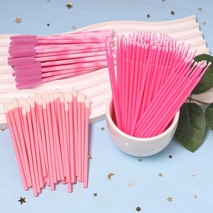 300 Pack Disposable Spoolies Brushes Sets Mascara Wand Lip Brushes Cotton Swab for Eyebrow Eyelash Extension Tattoo Lipstick Applicator