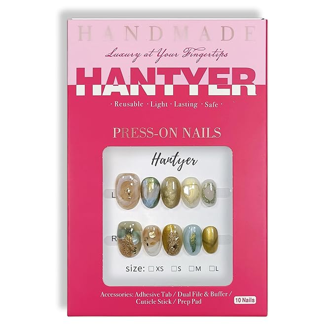 Golden Ombre Press on Nails with 3D Glitter Flakes & Gold Foil, Short Oval Glossy Soft Glam Fake Nails, Reusable Elegant False Nails for Women Fall Winter Season Party, Size XS