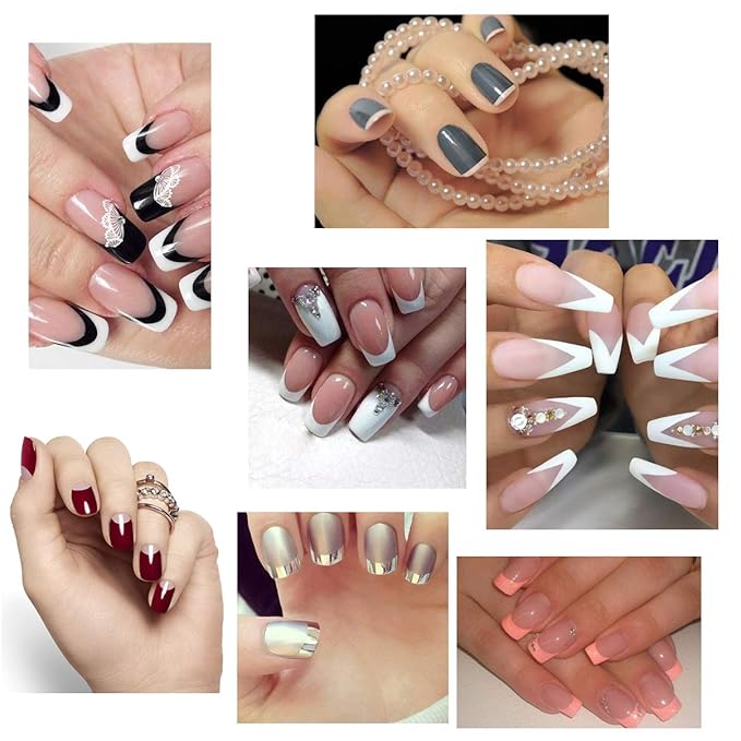 TailaiMei 1768 Pieces 60 Designs French Manicure Nail Stickers, Nail Art Tips Guides for DIY Decoration Stencil Tools (36 Sheets)