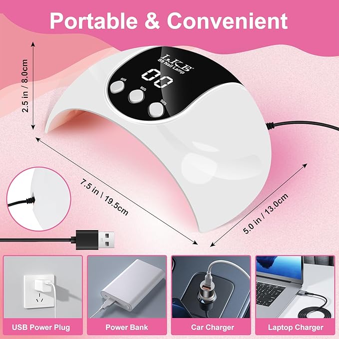 LKE UV Light for Gel Nails,54W UV LED Nail Lamp with 18 Beads 3 Timer Setting & Auto Sensor Nail Dryer for Gel Polish Polygel Fast Curing Manicure Professional Nail Dryer Home Salon Nail Tools