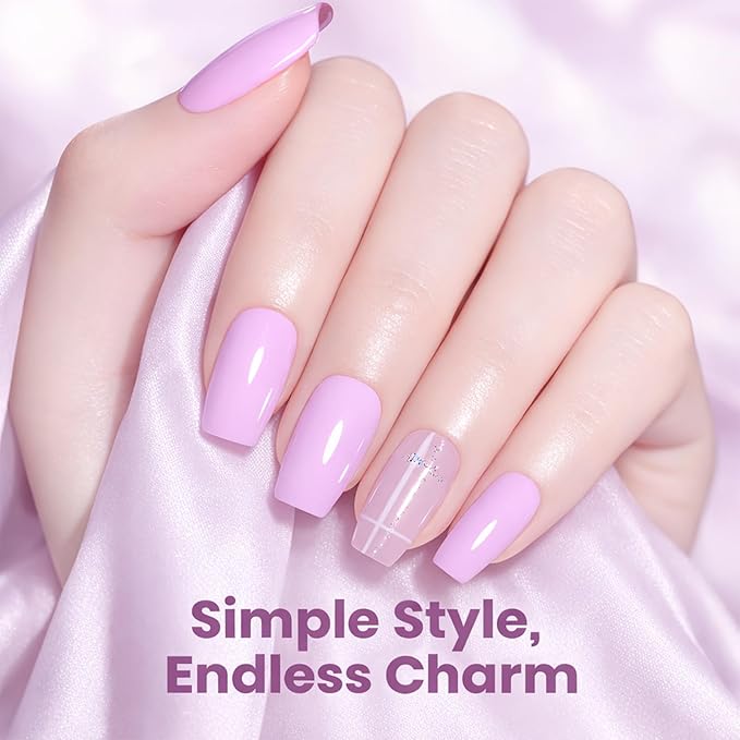Beetles Lavender Gel Nail Polish - Souffle Purple Gel Nail Polish15ML/0.51Fl Oz, Same Color Same Bottle, Soak Off UV LED Lamp Pastel Nails Art, Long-Lasting Manicure Salon DIY Home Spring Nails