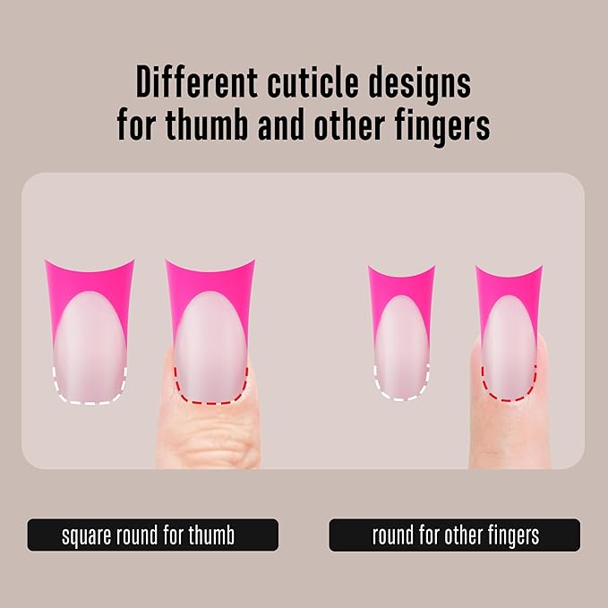 NOVO OVO Halloween French Tip Duck Feet Nail Tips 5 Mix Color Full Cover Press on Acrylic with Moon Curve, Need Top Coat and Builder Gel, Thick Medim Soft Gel False Nail Extension X 15 Sizes 150 Pcs