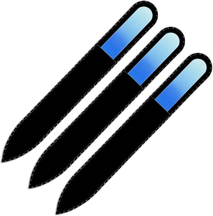 Mont Bleu Rainbow Glass Nail File - Czech Tempered Glass - Handmade in Bohemia, Black Pouch - Natural Nails