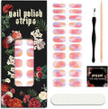 Nail Polish Strips (No UV Lamp Needed) - 22 Pcs Salon Quality Gel Nail Stickers - Long Lasting Wraps (Strawberry Cocktail Pink&Orange)