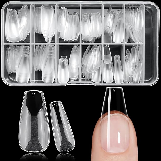 240pc Coffin Gel Nail Tips Medium Fake Nails for Press on Nails Clear Acrylic Nails Tips, 12 Size Full Cover Nail tips Coffin Soft Gel Nail Tips False Nails Extension Artificial Fingernail