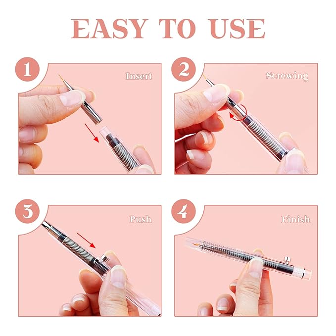 20PCS Nail Art Brushes Set, YIHUALE Push Contact Builder Nail Extension Gel Brush, Gel Polish Art Design Pen Painting Tools, Nail Art Liner Brush and Nail Dotting Pen for Salon, DIY (4+16PCS, White)