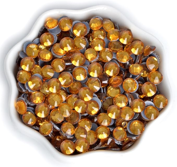 2880 Pieces SS8 Topaz Hotfix Rhinestones Flatback Round Crystal Glass Rhinestones Gems for Crafts Nail Face Art Clothes Shoes Bags DIY