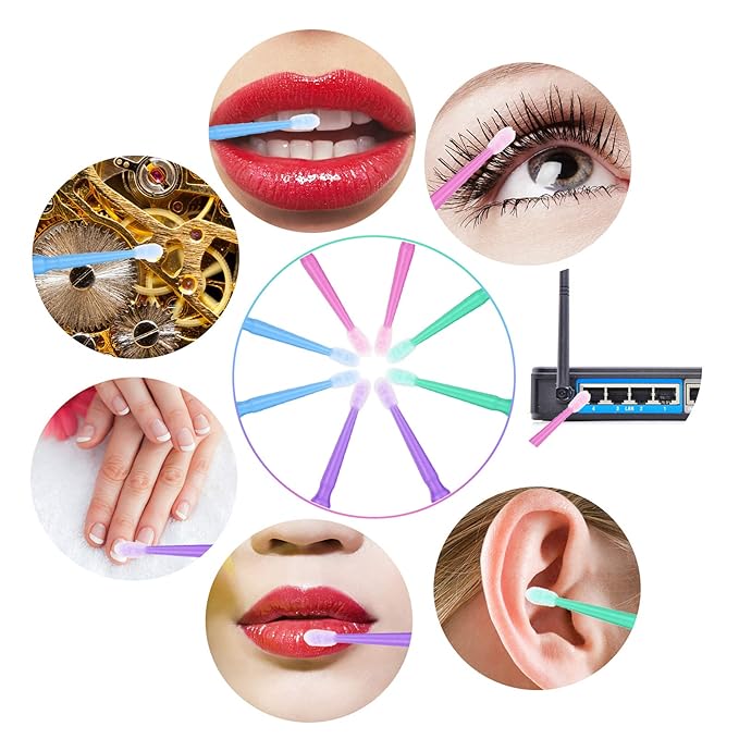 500 PCS Disposable Micro Applicator Brush, Gelme Nutri Micro swabs,Head Bendable Ultrafine Eyelash Extension Brushes for Makeup and Personal Care ?Deep purple 1.5mm?