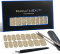 Nail Polish Strips, 32PCS Salon Quality Wraps, Long Lasting Gel Nail Stickers for Women Easy Apply& Remove (Liquid Gold)