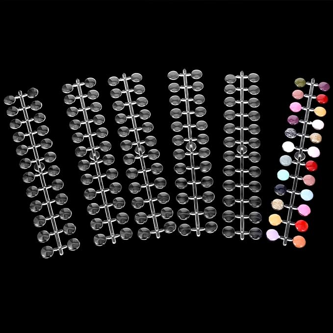 240 pcs Clear Nail Polish Swatch Dots Round False Nail Display Tips Transparent Nails Art Color Display Chart Color Sample Chart Card Sticks Colorful Polish DIY Training Practicing Displaying