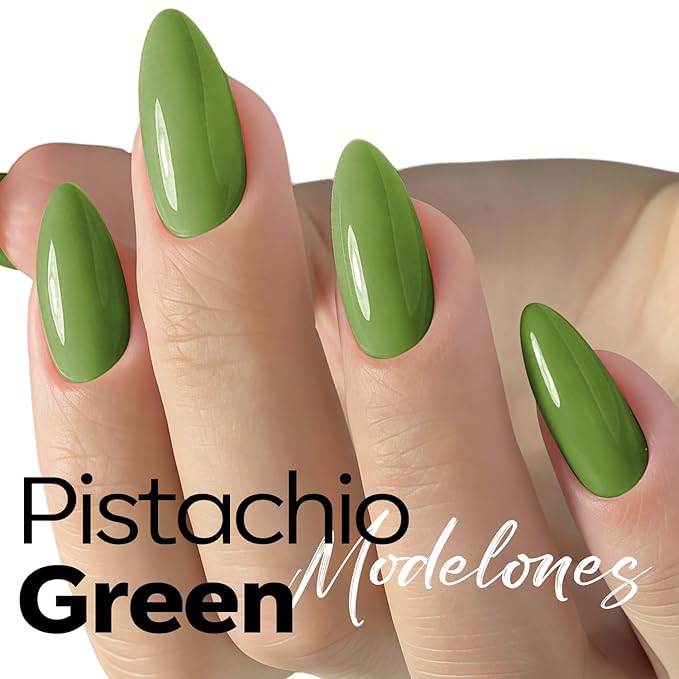 modelones Green Gel Polish Olive Green Gel Nail Polish Pistachio Nail Polish Spring Summer Soak Off LED Nail Art DIY Nail Manicure 15ML