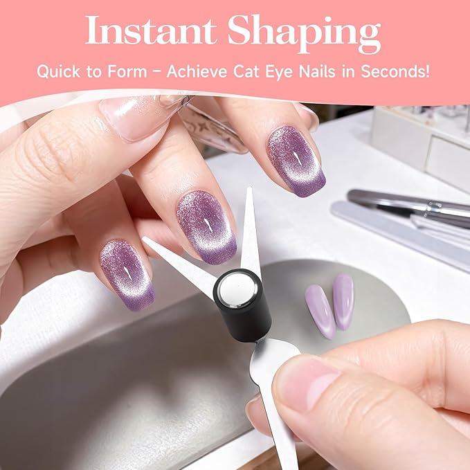 Cat Eye Magnet Set, 2 in 1 DIY Nail Accessory with French Effect, Suitable for Salons, Homes and Nail Studios