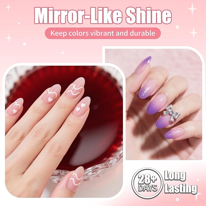 2 Pcs 15mL No Wipe Gel Top Coat and Base Coat Set - Shine Finish and Long Lasting Soak Off LED Nail Lamp Gel Base Top Coat Finish Nail Art Design Manicure Gifts for Women