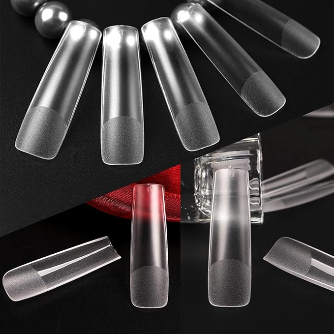 UNA GELLA Full Square Gel Fake Nails Pre-file 120pcs Press On Nails XXL No C Curve Extra Long Nail Tips Clear Long Flat Nail Tips Tapered Square Soft Gel Tips