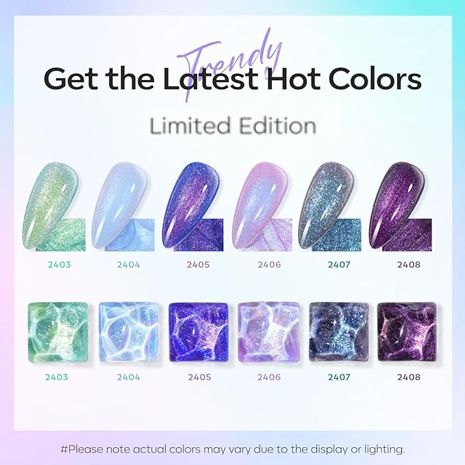 modelones Gel Nail Polish Set- 6 Colors 2026 Easter Chameleon Aurora Shimmer Glitter Gel Polish Kit Blue Green Purple Nail Gel Polish Soak Off LED Nail Lamp Nail Art Gel Kit DIY Salon Gift