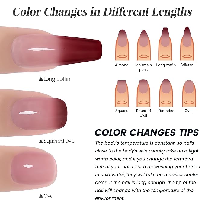 YTD Likomey Gel Nail Polish 2 Pcs Set,15ml Color Changing Nude Pink Burgundy Red and Glitter Nails Gel Kit,Thermal Ombre Change Colors Translucent Salon Manicure Fall Winter UV Color Varnish,0.5 Fl Oz