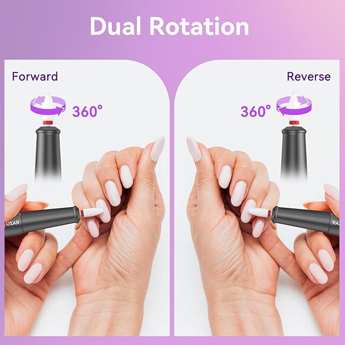 Portable Electric Nail Drill File 5 Speeds 12 in 1 with LED Display Rechargeable Professional Efile for Natural Acrylic Gel Powder Manicure Pedicure Nails, Pink