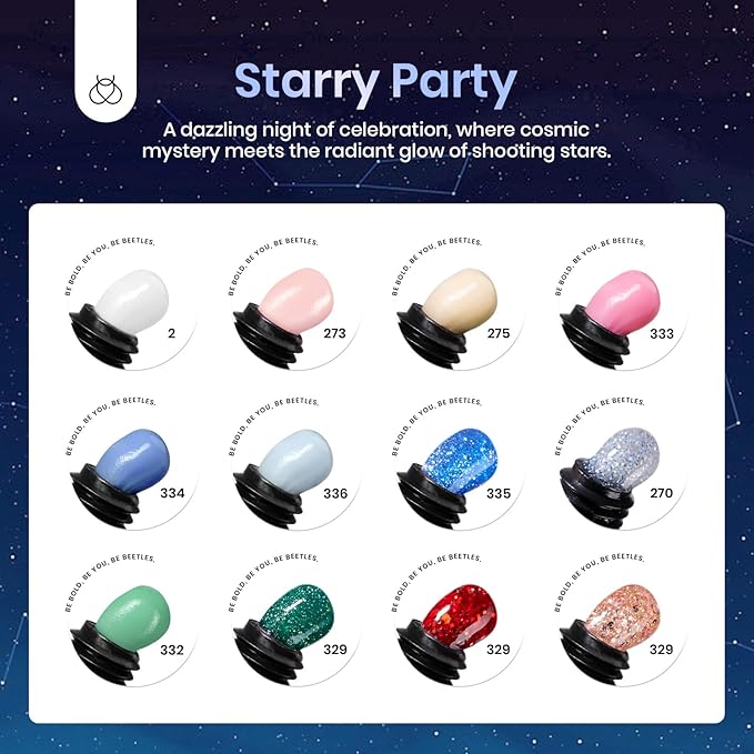 Beetles Poly Nail Gel 12 Colors Starry Party Poly Extension Set With U V Lamp Pink Glitter Builder Nail Extension Enhancement Gel Manicure DIY Home Salon Gift for Women Girls