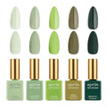 APRÉS Gel Couleur Combo Set, 5 Color Gel Nail Polish, HEMA-Free & TPO-Free, Bright Nude Pastel Colors with Brush-X Nail Art Brush (Matcha Moment)