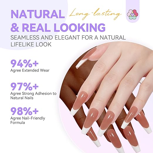 SAVILAND French Tip Press On Nails 160 Pcs: 4X Press On French Tip Nails Pre-Shaped Long Coffin Full Cover Gel Nail Tips Soft Matte Gel Nail Tips for DIY Nail Extensions Nail Art Gifts