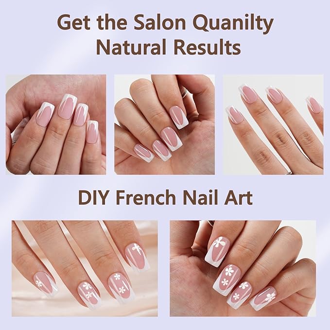 Misssix Deep French Gel Nail Tips, 160Pcs Short French Tip Press on Nails Square, No Need to File Tips Pre-lasting, Fake Nails for Nail Art DIY 16 Sizes