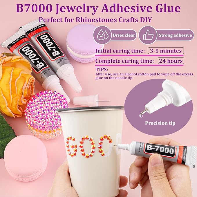 30000Pcs Red AB Rhinestones for Bedazzling with B7000 Jewelry Glue, Bedazzler Kit Bulk Flatback Gems, Resin Rhinestones for Crafting Crafts Clothing Shoes Fabric Nail Art Assorted Size 2/3/4/5/6mm