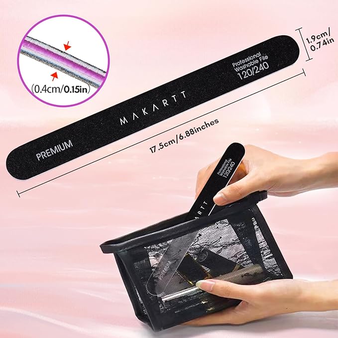Makartt Nail File, 120/240 Grit Emery Boards for Nails, 10pcs Professional Washable Dual Sides Filer Kit for Medium Filing & Smooth Polishing, Pedicure Manicure Tools for DIY Home Salon Use