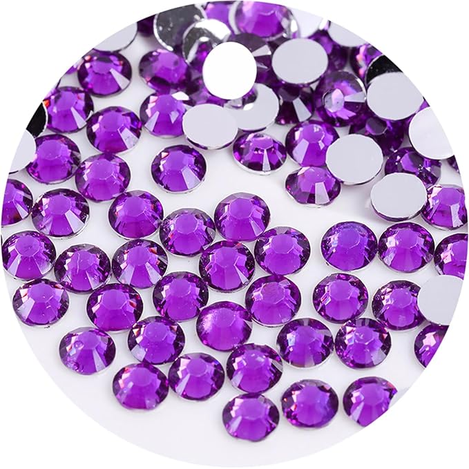 4500 Pcs SS6 2mm Flatback Rhinestones for Nails Art Crafts Glitter Round Gems Crystals DIY Clothes Shoes（Purple)