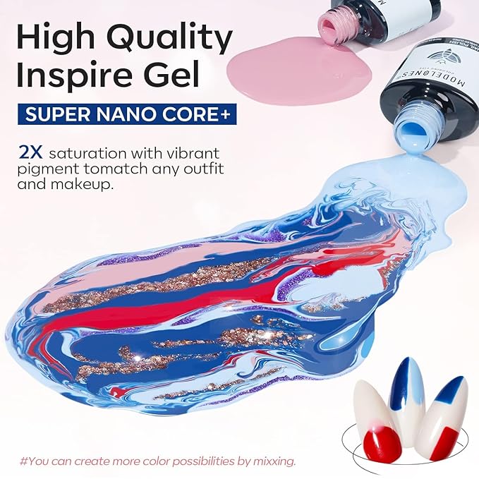 modelones 40 Pcs Gel Nail Polish Set, 36 Colors Fall Winter Nude Brown Burgundy Red Blue White Black Glitter Gel Polish Kit with Base Coat& Matte Glitter Glossy Top Coat Salon DIY LED Manicure Gift
