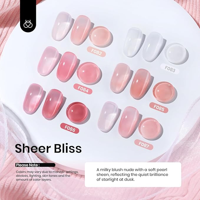 Beetles Rubber Base Builder Nail Gel Set - 6 Colors Nude Pink White Base Gel Polish 5 in 1 for Nail Extension, Repair and Sculpting, Soak Off U V LED Lamp Cure Manicure Art Design Gifts for Women