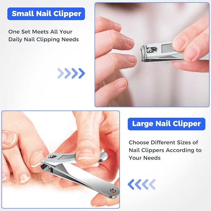 DRMODE Finger Nail Clippers Adult, 2 Pack Large & Small Nail Clippers Set for Men Wome Fingernail Toenail, Stainless Steel Sharp Toenail Clippers Travel Nail Cutter Timmer with Case