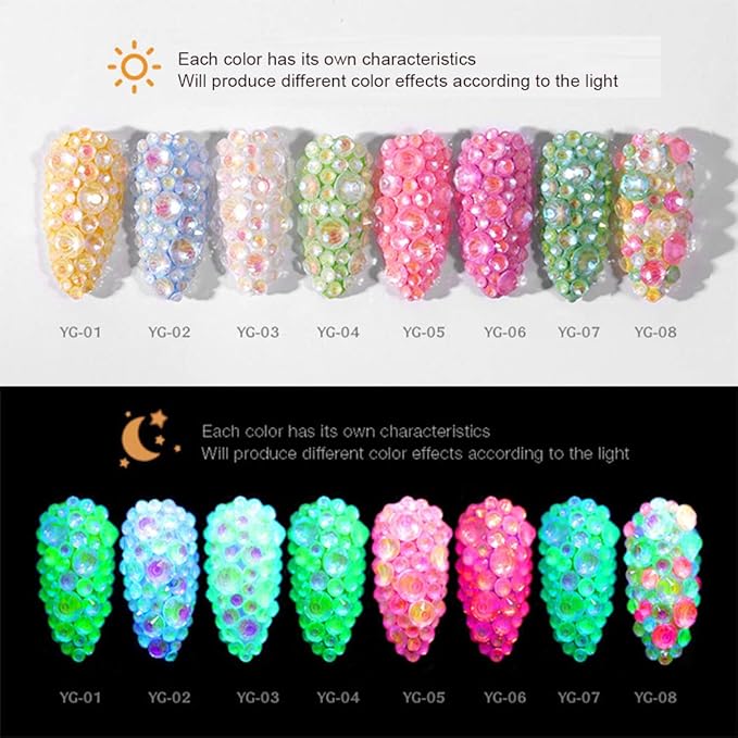 3D Luminous Nail Art Rhinestone Gem Kit Party Theme Luminous 4 Pack(Luminous 2)