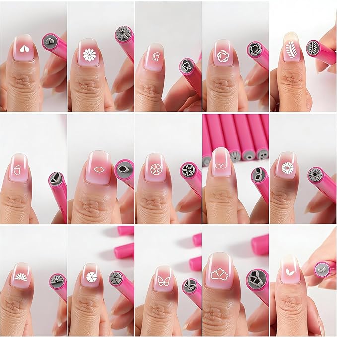 15Pcs Nail Art Stamping Pen For Nails Set - Butterfly Flower Different Patterns Nail Transfer Pen Nail Stamping Design Kit Painting Pens For Nails Manicure Design Tools DIY Nails Supplies