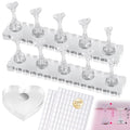Nail Stand For Press Ons Extra-high Tip Holder For Painting Art Magnetic Acrylic Fake Nail Display Practice, Heart Shape with 200 PCS Double Sided Tape, Nail Supplies For Beginners Home Salon