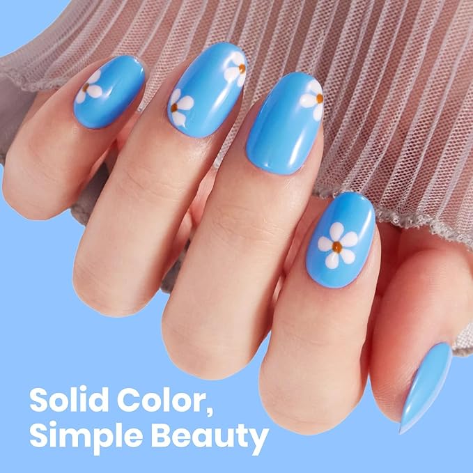 Beetles Blue Gel Nail Polish - Azure Gleam 15ML/0.51Fl Oz, Hema Free Bright Neon Blue Gel Polish, Same Color Same Bottle, Soak Off UV LED Lamp Spring Summer Nails Art, Manicure Salon DIY Neon Nails