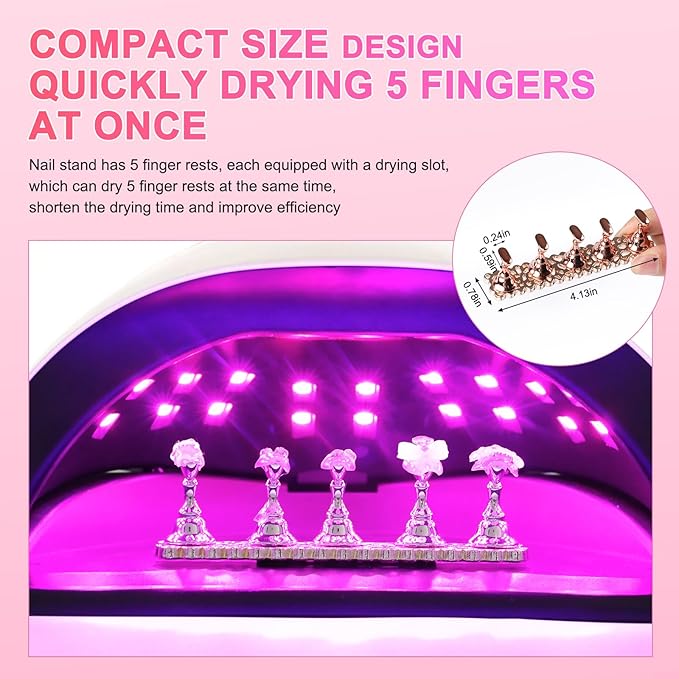 ANGNYA 2 Set Nail Stand for Press Ons, Strong Magnetism Nail Holder for Painting Nails with with 200PCS Nail Sticky Tabs, Nail Display and Practice Stand for Home DIY Beginner Salon Supplies