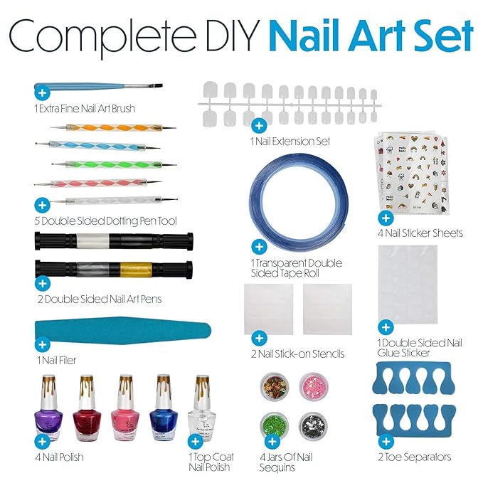 Toysical Nail Art Kit for Girls - Girls Nail Polish Sets for Kids or Tweens - Non Toxic Nail Gift Set - Top Birthday Gift for Ages 6, 7, 8, 9, 10, 11, 12 Year Old Children or Pre-Teen Girls