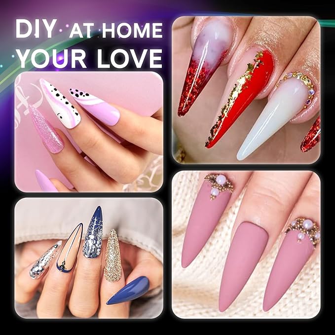 No C Curve XXL Stiletto Nail Tips, Full Matte Clear Full Cover, Stiletto Flat Tips for Acrylic Nails Art Design, Salons, Home DIY Nail Extension(12 Sizes 240PCS)