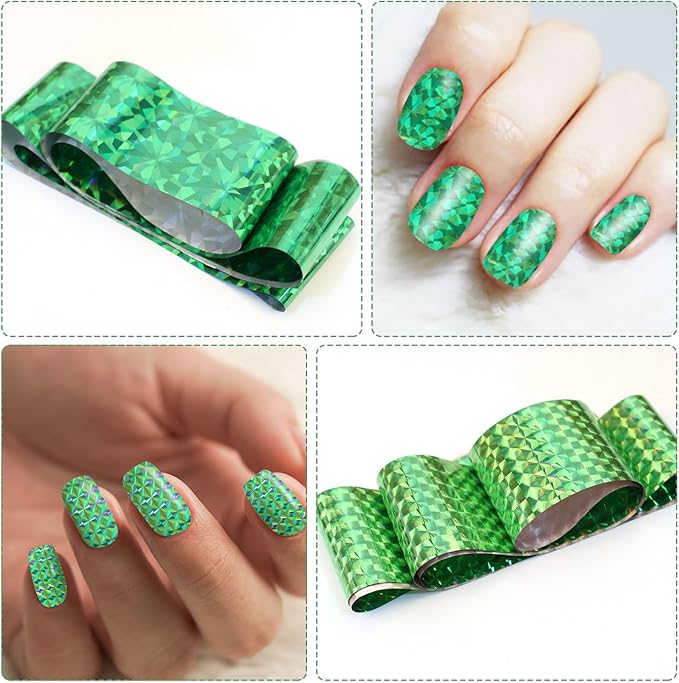 10 Roll Green Nail Foil Stickers Sheet Decals for St. Patrick's Day Foil Nail Art