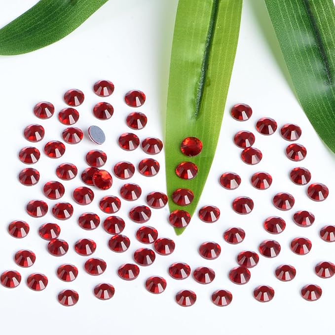 Bymitel Hotfix Crystal Rhinestones Round Gems Iron on DIY Jewelry Making Flat Back for Crafts,Siam, 2.4mm(SS8/2880pcs)