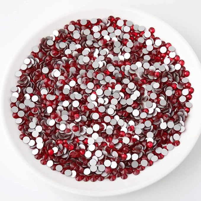 Beadsland 2880pcs Flat Back Crystal Rhinestones Round Gems for Nail Art and Craft Glue Fix,Dark Siam,SS10,2.7-2.9mm