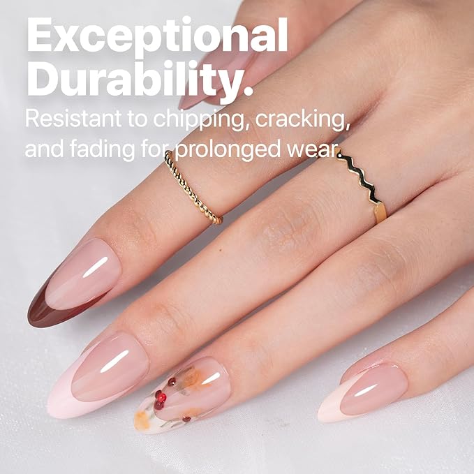 SXC Cosmetics French Tip Press On Nails - Skin Tone Nude and Color Series, Medium Almond X-Pro Tips Starter Kit ST115KIT
