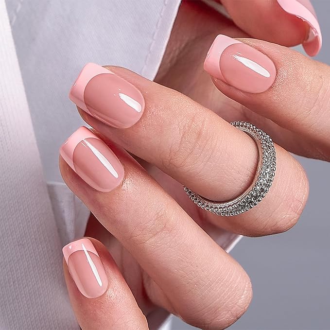 CurvLife Soft Gel Press On Nails Square, Long-Lasting Reusable Fake Nails Kit with Glue & Tabs, 30pcs Salon-Quality Stick On Nails for Women At-Home Manicure (Nude Clarity)