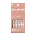 GoldFinger False Nails Kit, Ready to Wear Natural Beige Fake Nails, Manicure Stick and Glue Included, Short Almond Shape, Long-Lasting Hottest Trend Glue on Nails, Convenient & Easy to Apply